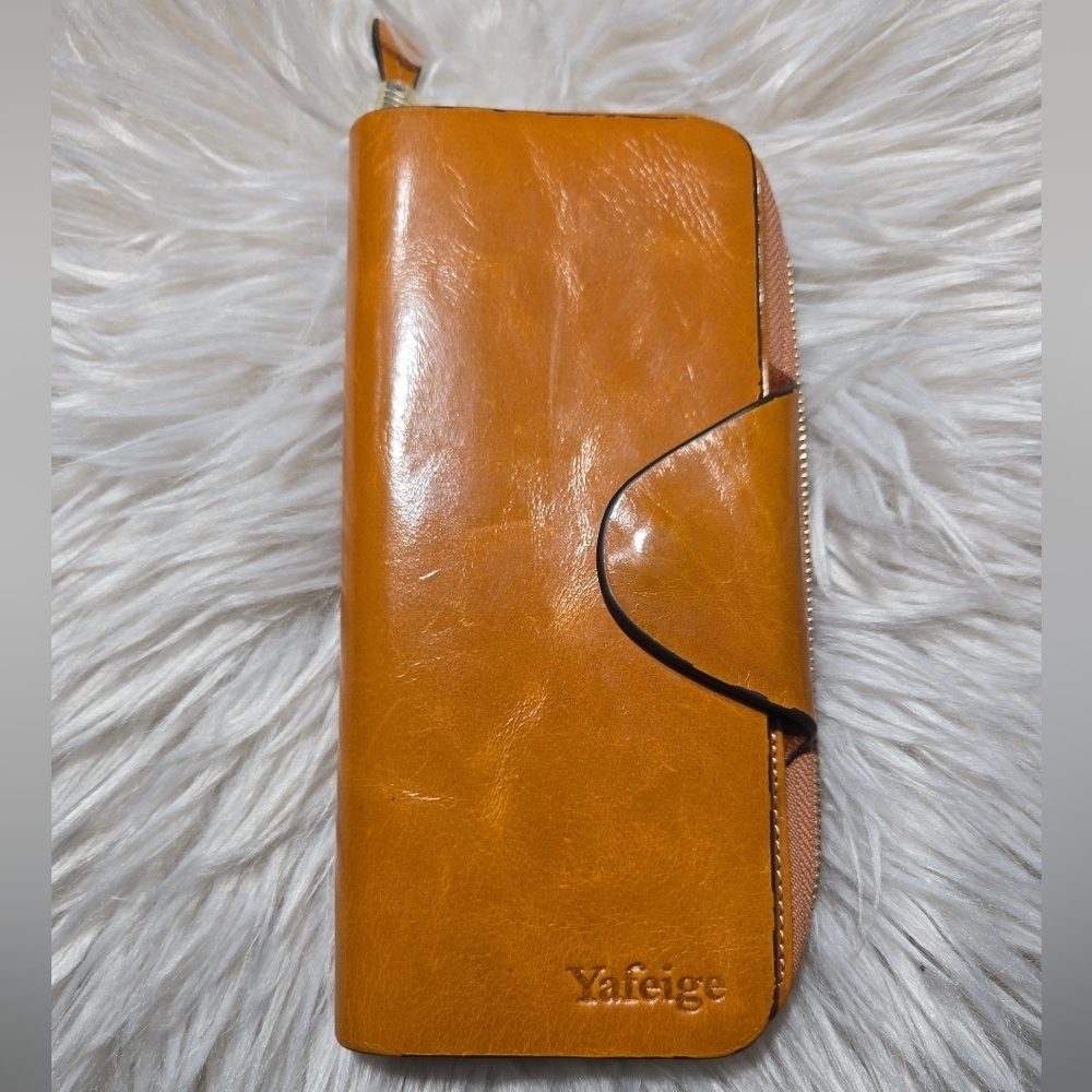Yafeige Large Luxury Leather Wallet Gold/Camel Boho